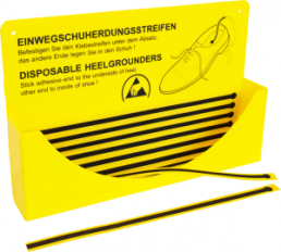 Wall support yellow for disposable heel grounders, dim.: 315x200x55 mm