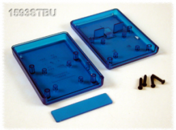 ABS device enclosure, (L x W x H) 91 x 66 x 21 mm, blue/transparent, IP54, 1593STBU