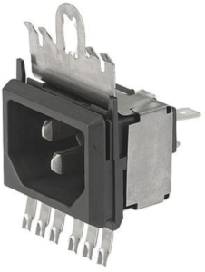 Plug C14, 3 pole, snap-in, plug-in connection, black, GRF2.0212.11