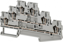 Terminal block, 6 pole, 0.2-2.5 mm², clamping points: 2, gray, spring balancer connection, 20 A