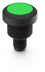 Pushbutton, illuminable, groping, waistband round, green, front ring black, mounting Ø 22.3 mm, 1.10.011.001/0551