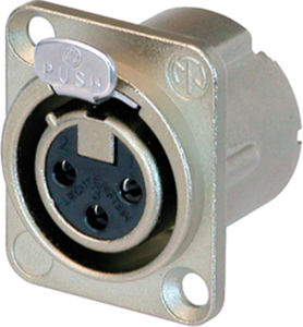 XLR panel socket, 3 pole, silver-plated, 2.5 mm², AWG 14, metal, NC3FD-LX