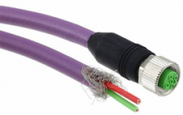 Sensor actuator cable, M12 socket, straight to open end, 3 pole, 1.5 m, PUR, purple, 4 A, 21035492301