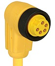 Sensor actuator cable, 7/8"-cable socket, angled to open end, 5 pole, TPE, yellow, 8 A, 7174