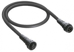 Sensor actuator cable, 7/8"-cable plug, straight to 7/8"-cable socket, straight, 4 pole, 1 m, PUR, black, 8 A, 74509
