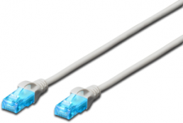 Patch cable, RJ45 plug, straight to RJ45 plug, straight, Cat 5e, U/UTP, PVC, 3 m, gray