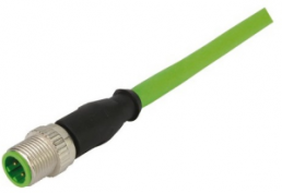 Sensor actuator cable, M12-cable plug, straight to M12-cable plug, straight, 4 pole, 0.5 m, PVC, green, 21349292405005