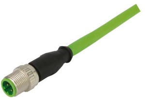 Sensor actuator cable, M12-cable plug, straight to open end, 4 pole, 1.5 m, PUR, green, 21349200477015