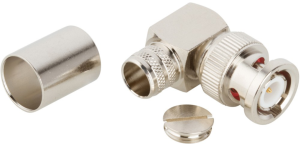 BNC plug 50 Ω, RG-9, RG-224, RG-393, solder connection, angled, 112595