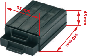 Drawer system, black, (L x W x D) 120 x 100 x 138 mm, C-188 102