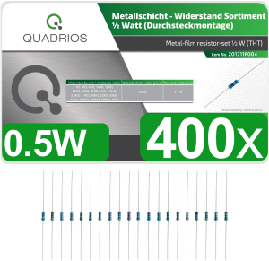 Quadrios resistors set 400 pcs 1% 0.5W, Metal film, axial leaded