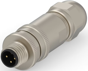 Circular connector, 3 pole, screw connection, screw locking, straight, T4111412031-000