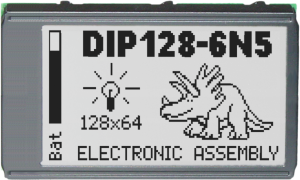 EA DIP128J-6N5LW, black, white graphic display