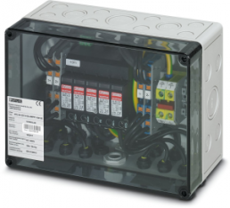 Switchgear combination, 1000 VDC for connection of 2x 2 strings, (H x W x D) 180 x 254 x 111 mm, IP65, polycarbonate, gray, 1016813