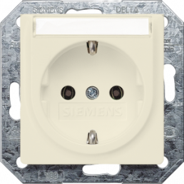German schuko-style socket outlet with label field, white, 16 A/250 V, Germany, IP20, 5UB1555