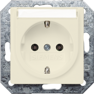 German schuko-style socket outlet with label field, white, 16 A/250 V, Germany, IP20, 5UB1555