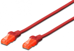 Patch cable, RJ45 plug, straight to RJ45 plug, straight, Cat 6, U/UTP, PVC, 3 m, red