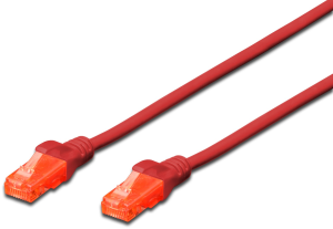 Patch cable, RJ45 plug, straight to RJ45 plug, straight, Cat 6, U/UTP, PVC, 1 m, red