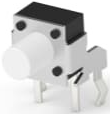 Short-stroke pushbutton, 1 Form A (N/O), 50 mA/24 VDC, unlit , actuator (white, L 4.24 mm), 1.56 N, THT