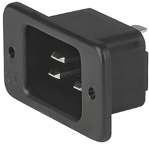 Plug C20, 3 pole, screw mounting, plug-in connector 4.8 x 0.8, black, 6163.0003
