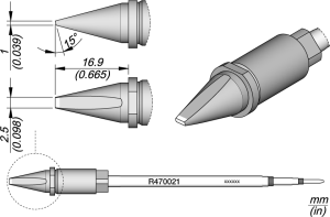 JBC soldering tip, chisel shape, R470021/2.5 x 1.0mm