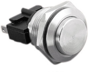 Pushbutton, 2 pole, silver, unlit , 5 A/250 V, mounting Ø 19.2 mm, IP66, MP0031/2