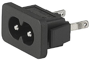 Plug C8, snap-in, solder connection, black, 6163.0035
