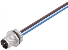 Sensor actuator cable, M12-flange plug, straight to open end, 4 pole, 0.2 m, PUR, 8 A, 1353770000