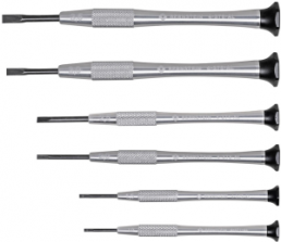 Screwdriver kit, 0.6 mm, 1 mm, 1.5 mm, 2 mm, 2.5 mm, 3 mm, slotted, BL 22 mm, L 130 mm, 4-360-E03