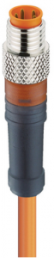 Sensor actuator cable, M8-cable plug, straight to open end, 4 pole, 0.2 m, PVC, orange, 4 A, 17068