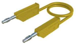 Measuring lead with (4 mm plug, spring-loaded, straight) to (4 mm plug, spring-loaded, straight), 2 m, yellow, PVC, 1.0 mm², CAT O
