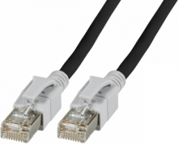 Patch cable with illuminated plugs, RJ45 plug, straight to RJ45 plug, straight, Cat 6A, S/FTP, LSZH, 1 m, black