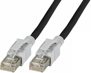 Patch cable with illuminated plugs, RJ45 plug, straight to RJ45 plug, straight, Cat 6A, S/FTP, LSZH, 15 m, black