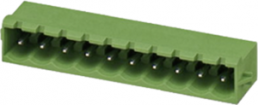 Pin header, 9 pole, pitch 5 mm, angled, green, 1944851