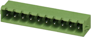 Pin header, 11 pole, pitch 5.08 mm, angled, green, 1926109