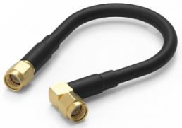 Coaxial cable, SMA plug (straight) to SMA plug (angled), 50 Ω, RG-58C/U, grommet black, 152.4 mm, 65503503615301