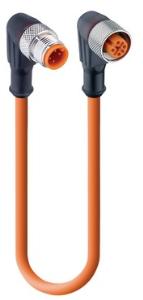 Sensor actuator cable, M12-cable plug, angled to M8-cable socket, angled, 4 pole, 3 m, PUR, orange, 4 A, 107988
