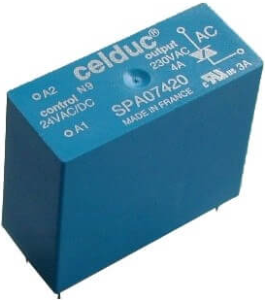 Solid state relay, 12-30 VAC/VDC, DC on/off, 0-30 VDC, 5 A, PCB mounting, SPD07505