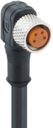 Sensor actuator cable, M8-cable socket, angled to open end, 4 pole, 10 m, PVC, black, 4 A, 0805 04 002 10M