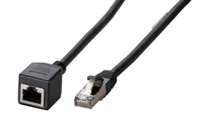 Extension cable, RJ45 plug, straight to RJ45 socket, straight, Cat 6A, S/FTP, LSZH, 1 m, black