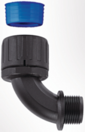 90° hose fitting, M20, 21 mm, black, (L) 53 mm