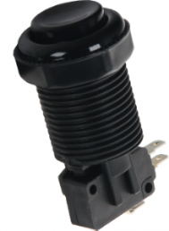 Pushbutton switch, black, unlit , 3 A/250 V, mounting Ø 27.5 mm, BUTTON-BLACK