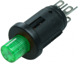 Pushbutton switch, 2 pole, green, illuminated  (green), 0.2 A/60 V, mounting Ø 5.1 mm, IP40, 0041.8857.5127