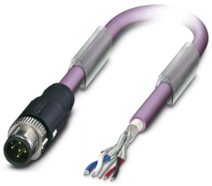 Sensor actuator cable, M12-cable plug, straight to open end, 5 pole, 5 m, PUR, purple, 4 A, 1518180
