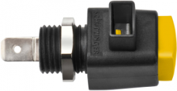 Quick pressure clamp, yellow, 300 V, 16 A, faston plug, nickel-plated, ESD 798 / GE