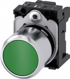 Pushbutton, green, unlit , mounting Ø 22.3 mm, IP66/IP67/IP69/IP69K, 3SU1250-0EB40-0AA0