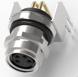 Socket, 4 pole, solder connection, screw locking, angled, 3-2172091-2