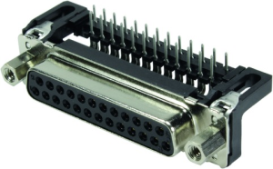 D-Sub socket, 25 pole, standard, equipped, angled, solder pin, 09663136603