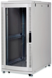 26 HE server cabinet, steel front door with plexiglass, (H x W x D) 1340 x 600 x 1000 mm, IP20, sheet steel, light gray, DN-19 SRV-26U-GD-1