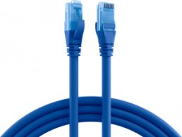 Patch cable, RJ45 plug, straight to RJ45 plug, straight, Cat 6A, U/UTP, LSZH, 0.5 m, blue